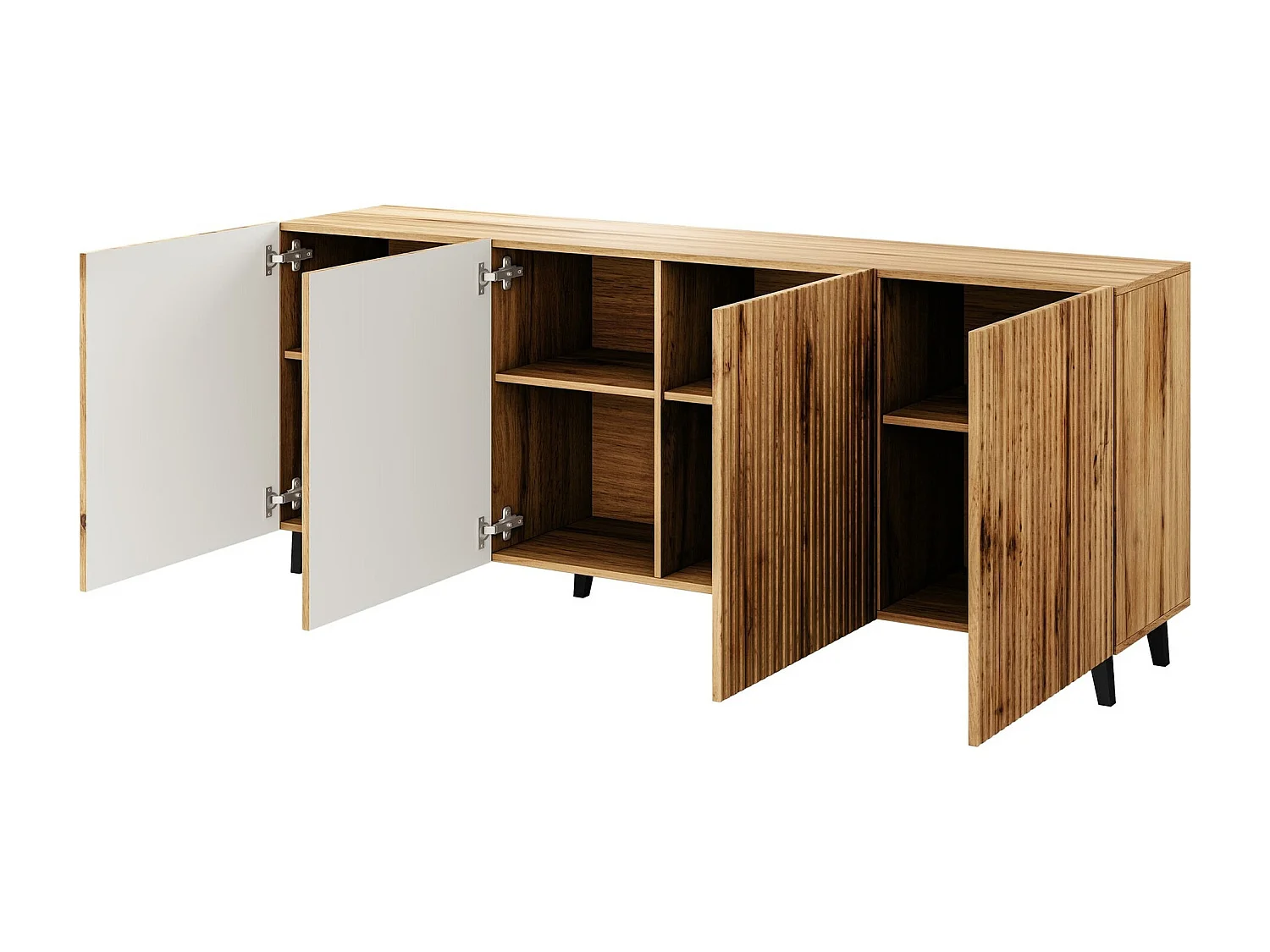 Buffet Remeta 100, Noir|Chêne wotan, 83x201cm, Le nombre de portes: 442cm, Stratifié|MDF