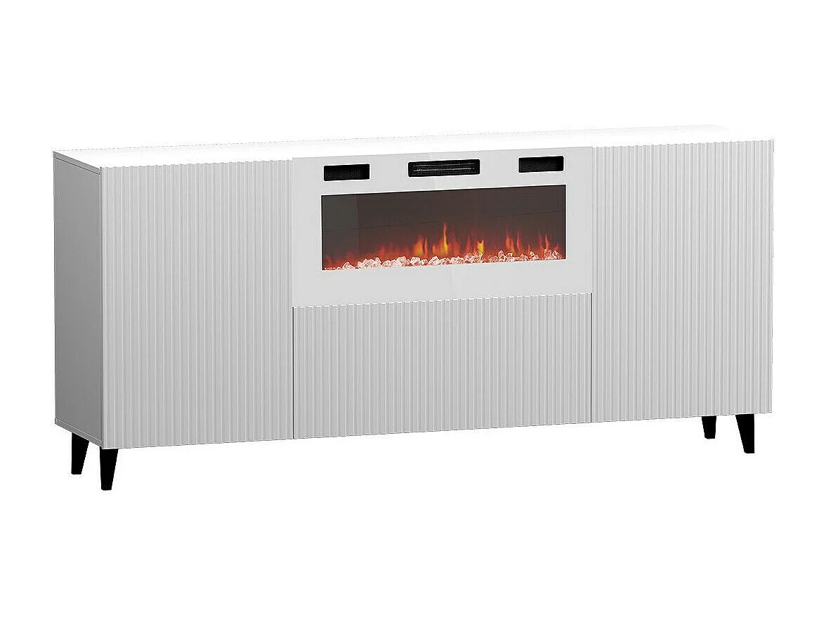 Buffet Levmari 104, Blanc|Noir, 83x181cm, Le nombre de portes: 242cm, MDF|Stratifié