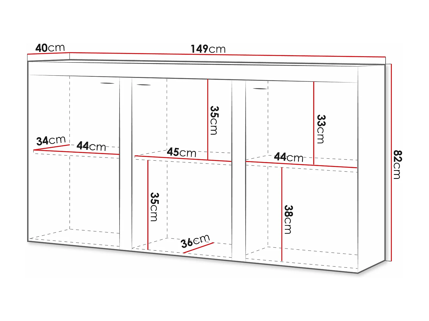 Buffet Tucson 121, Chêne de Lefkas|Anthracite, 82x149cm, Le nombre de portes: 340cm