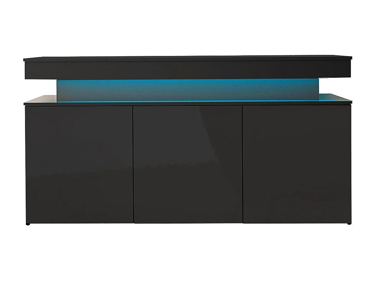 Buffet Monfero 101, Noir brillant|Noir, 83x160x39cm, Stratifié|MDF
