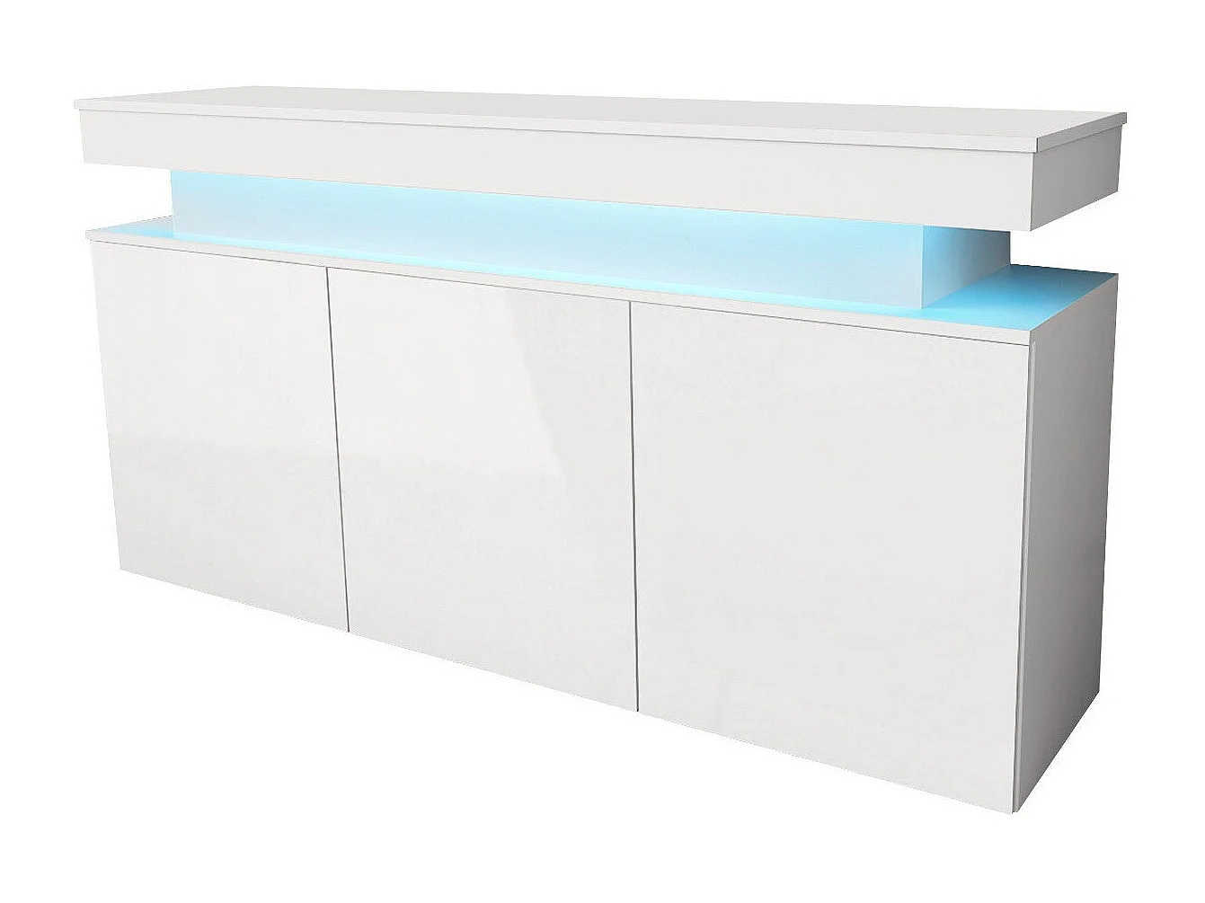 Buffet Monfero 101, Blanc brillant|Blanc, 83x160x39cm, MDF|Stratifié