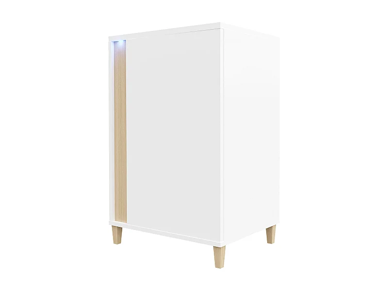 Buffet Livseri 100, Blanc|Clair bois|Blanc brillant, 88x52cm, Le nombre de portes: 140cm