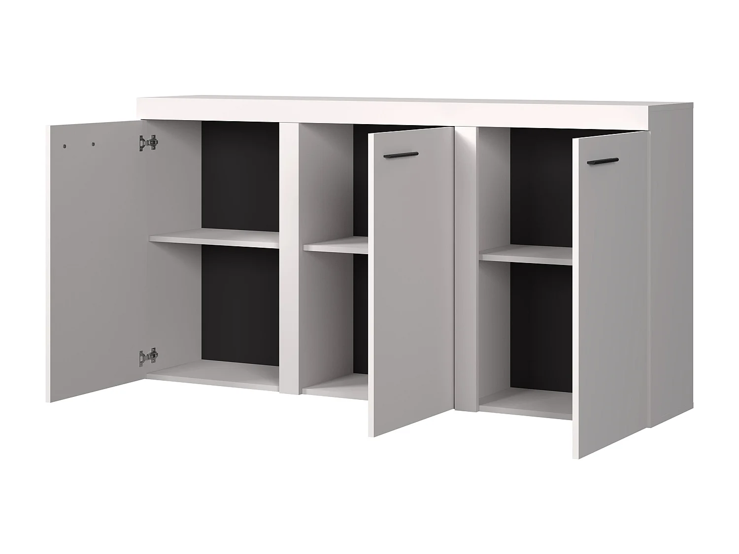 Buffet Tucson 121, Béton|Blanc, 82x149cm, Le nombre de portes: 340cm, Stratifié