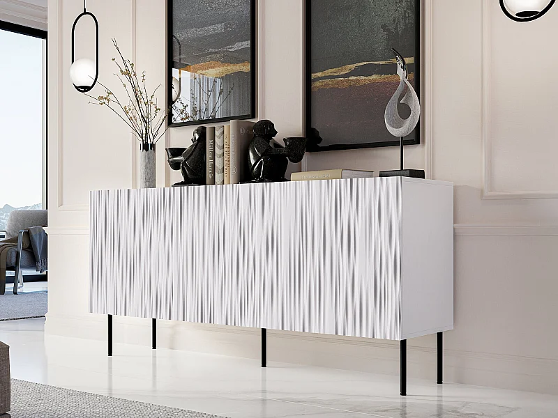 Buffet Lorelbo 100, Noir|Blanc, 75x152cm, Le nombre de portes: 343cm, MDF|Stratifié