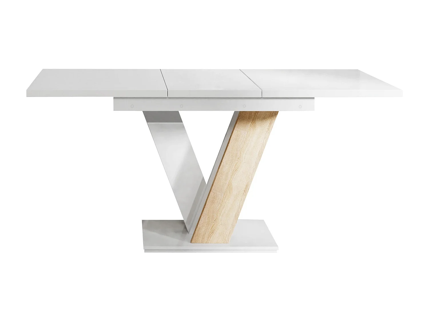 Table Goodyear 104, Sonoma chêne|Blanc brillant, 76x80x120cm, Disponible, Stratifié