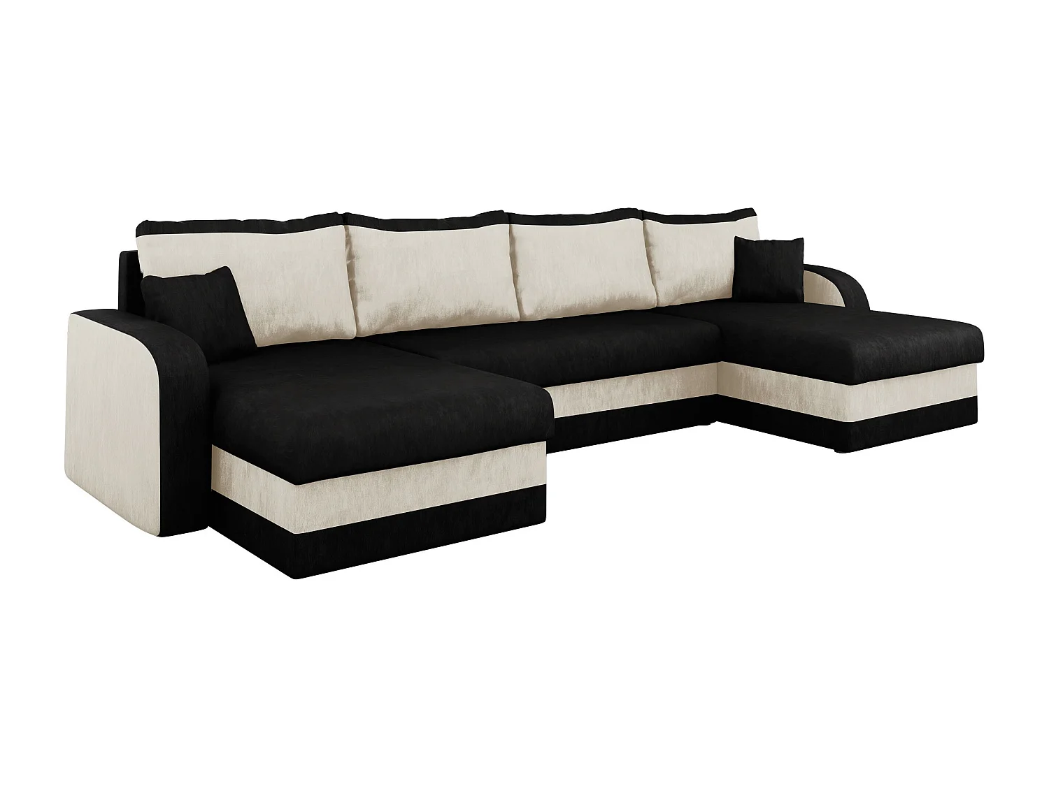 Canapé d'angle Comfivo 500, Noir, Disponible, 304x140x80cm