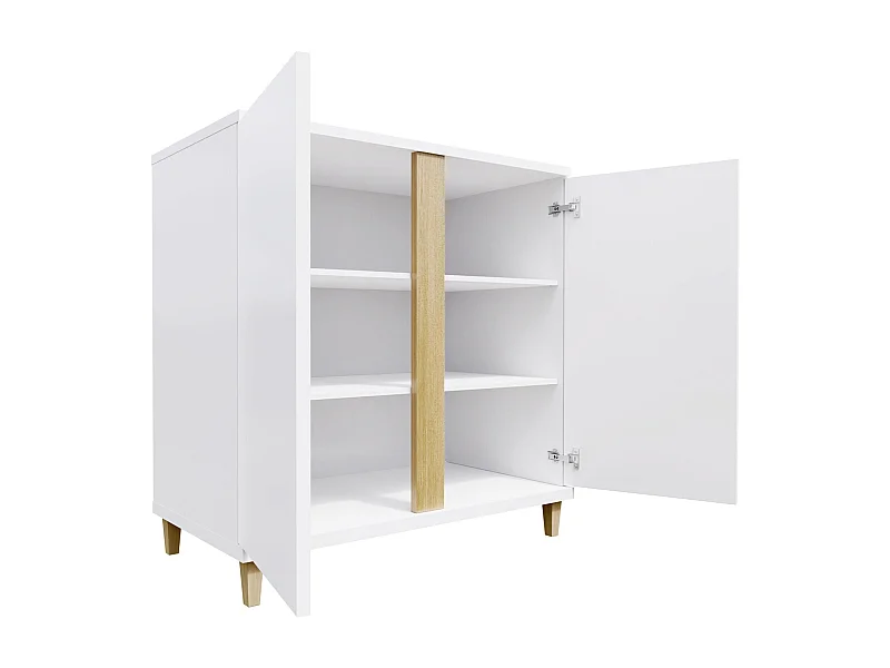 Buffet Livseri 102, Blanc|Blanc brillant, 88x92cm, Le nombre de portes: 240cm, Stratifié