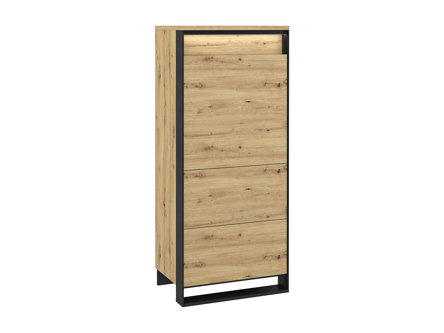 Buffet Luliru 106, Noir|Chêne Artisan, 140x60cm, Le nombre de portes: 141cm