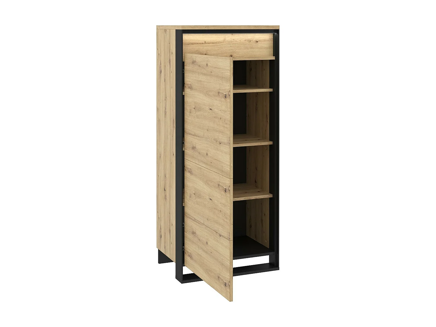Buffet Luliru 106, Noir|Chêne Artisan, 140x60cm, Le nombre de portes: 141cm