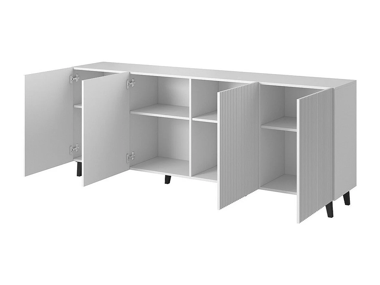 Buffet Levmari 101, Blanc, 83x201cm, Le nombre de portes: 440cm, MDF|Stratifié