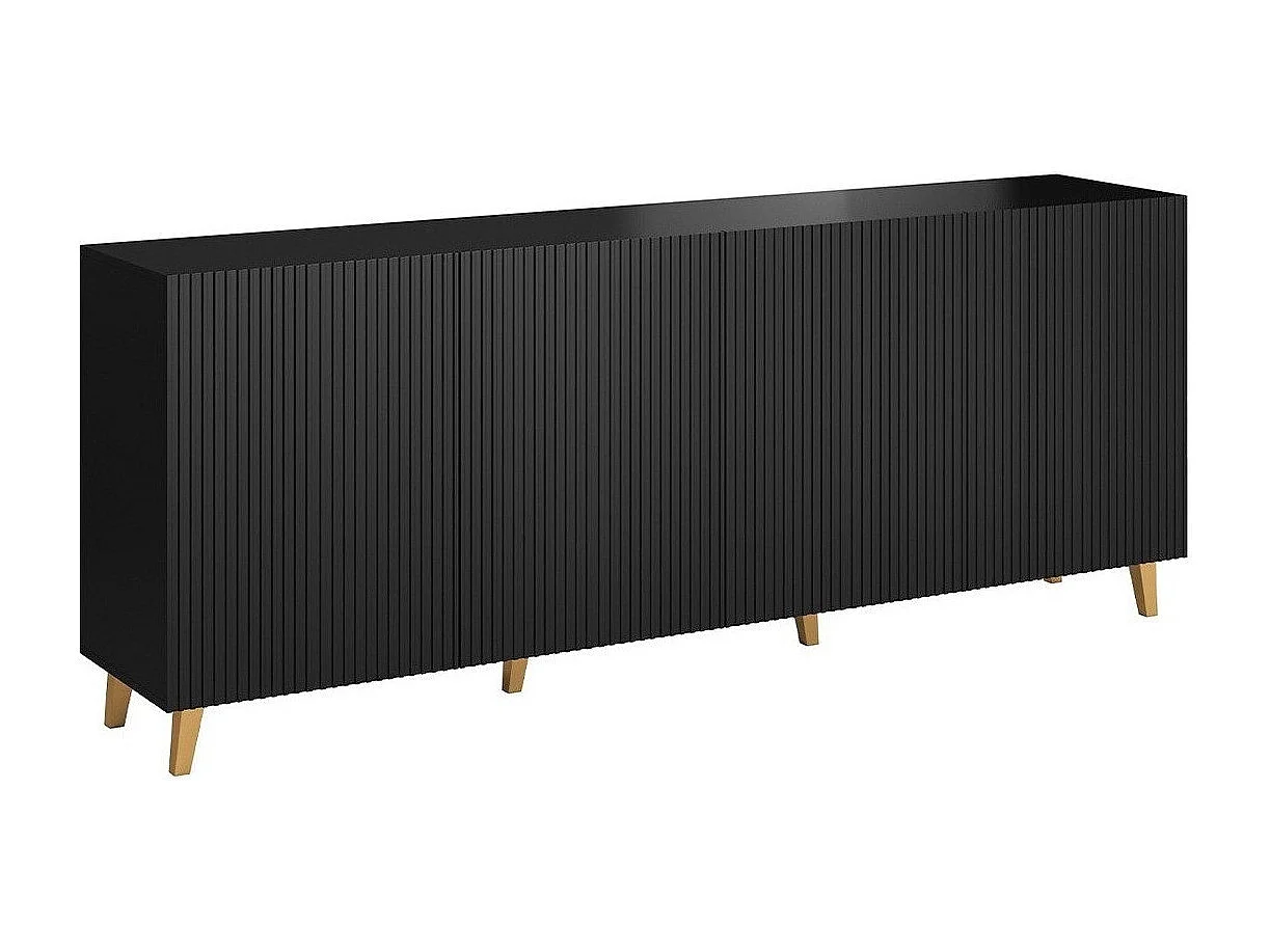 Buffet Levmari 101, Noir, 83x201cm, Le nombre de portes: 440cm, MDF|Stratifié