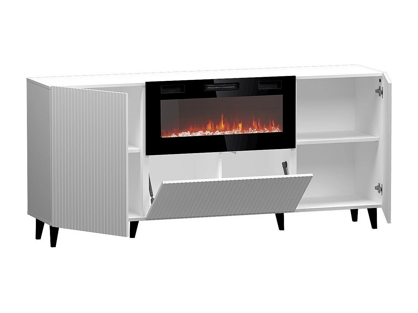 Buffet Levmari 104, Doré|Noir, 83x181cm, Le nombre de portes: 242cm, Stratifié|MDF