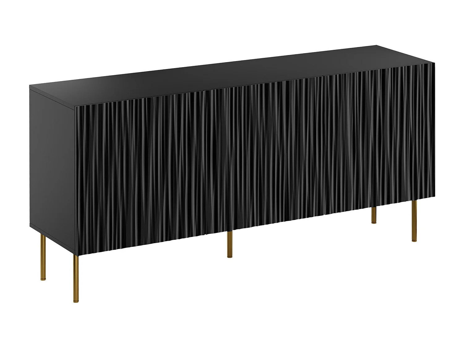 Buffet Lorelbo 100, Doré|Noir, 75x152cm, Le nombre de portes: 343cm, MDF|Stratifié