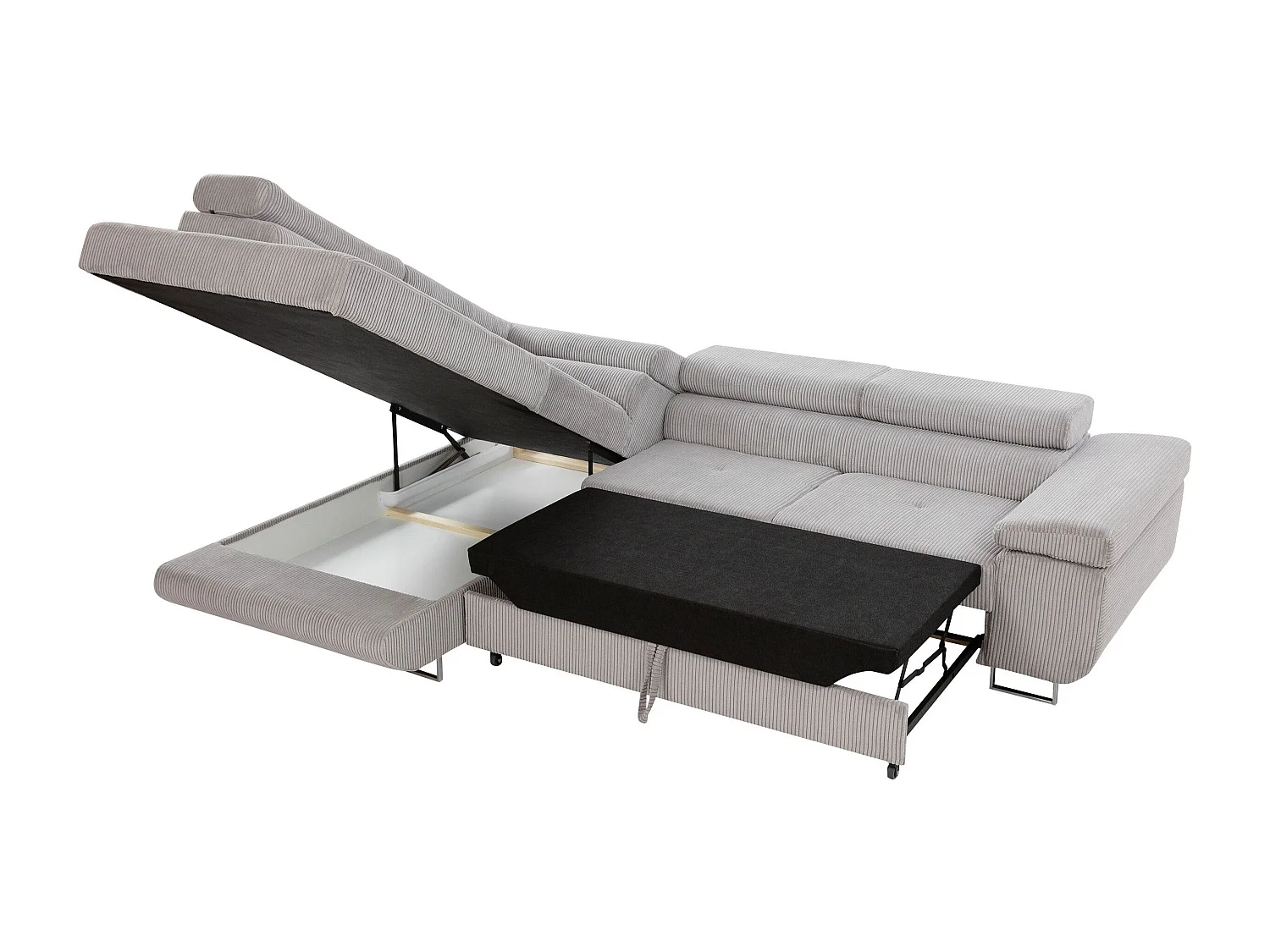 Canapé d'angle 5 places en tissu gris COMFIVO