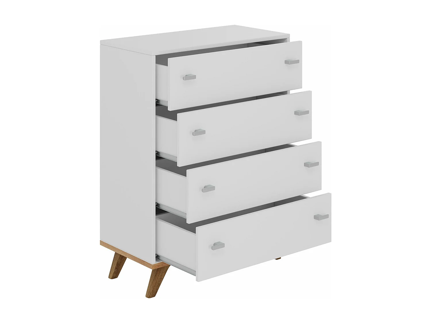 Commode Levtena 101, Chêne doré artisanal|Blanc, Avec tiroirs, Nombre de tiroirs: 4, 92cm