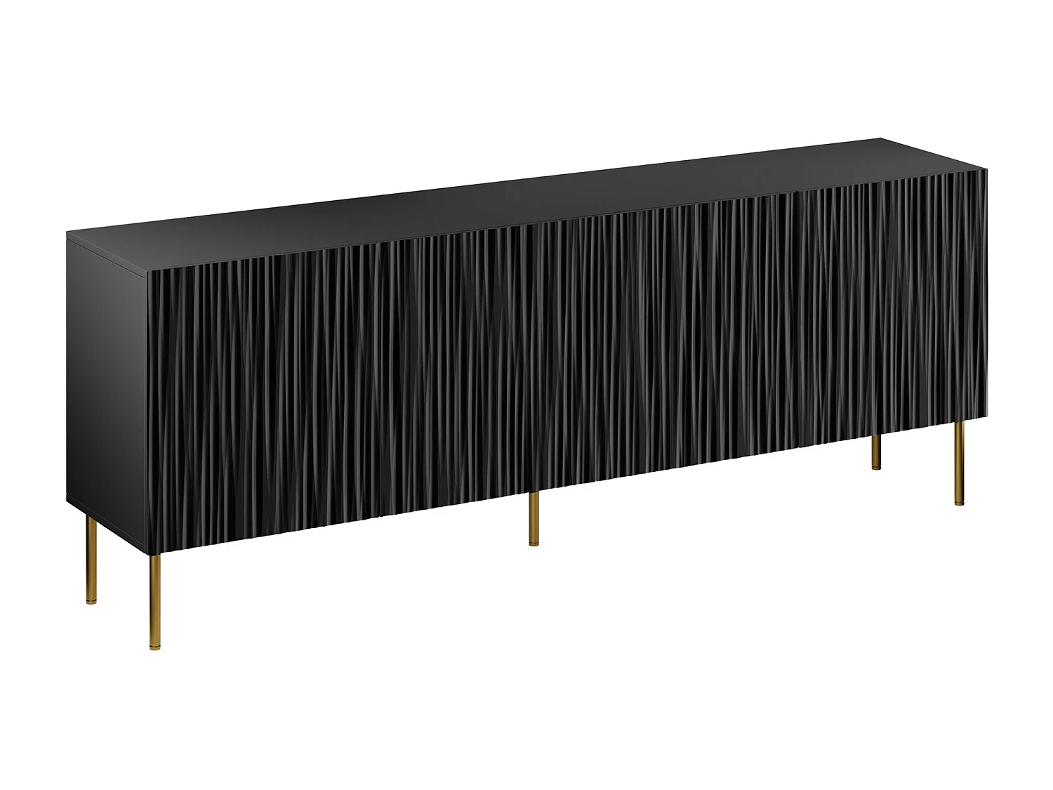 Buffet Lorelbo 101, Noir|Doré, 75x190cm, Le nombre de portes: 441cm, MDF|Stratifié