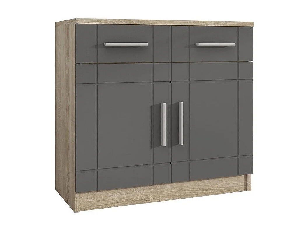 Commode Tucson 144, Graphite|Sonoma chêne, Tiroirs et portes, Nombre de tiroirs: 2, 70cm