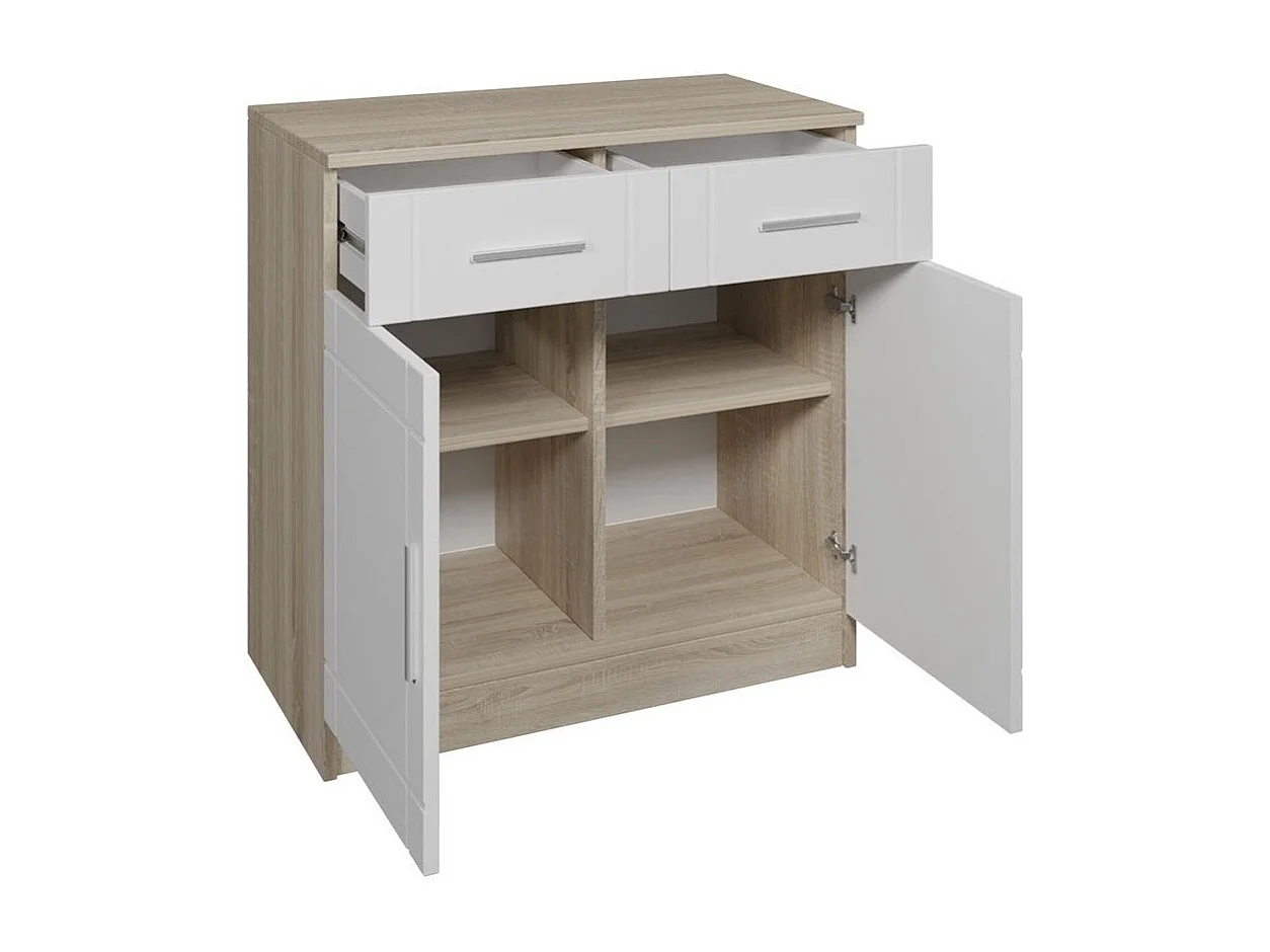 Commode Tucson 144, Graphite|Sonoma chêne, Tiroirs et portes, Nombre de tiroirs: 2, 70cm