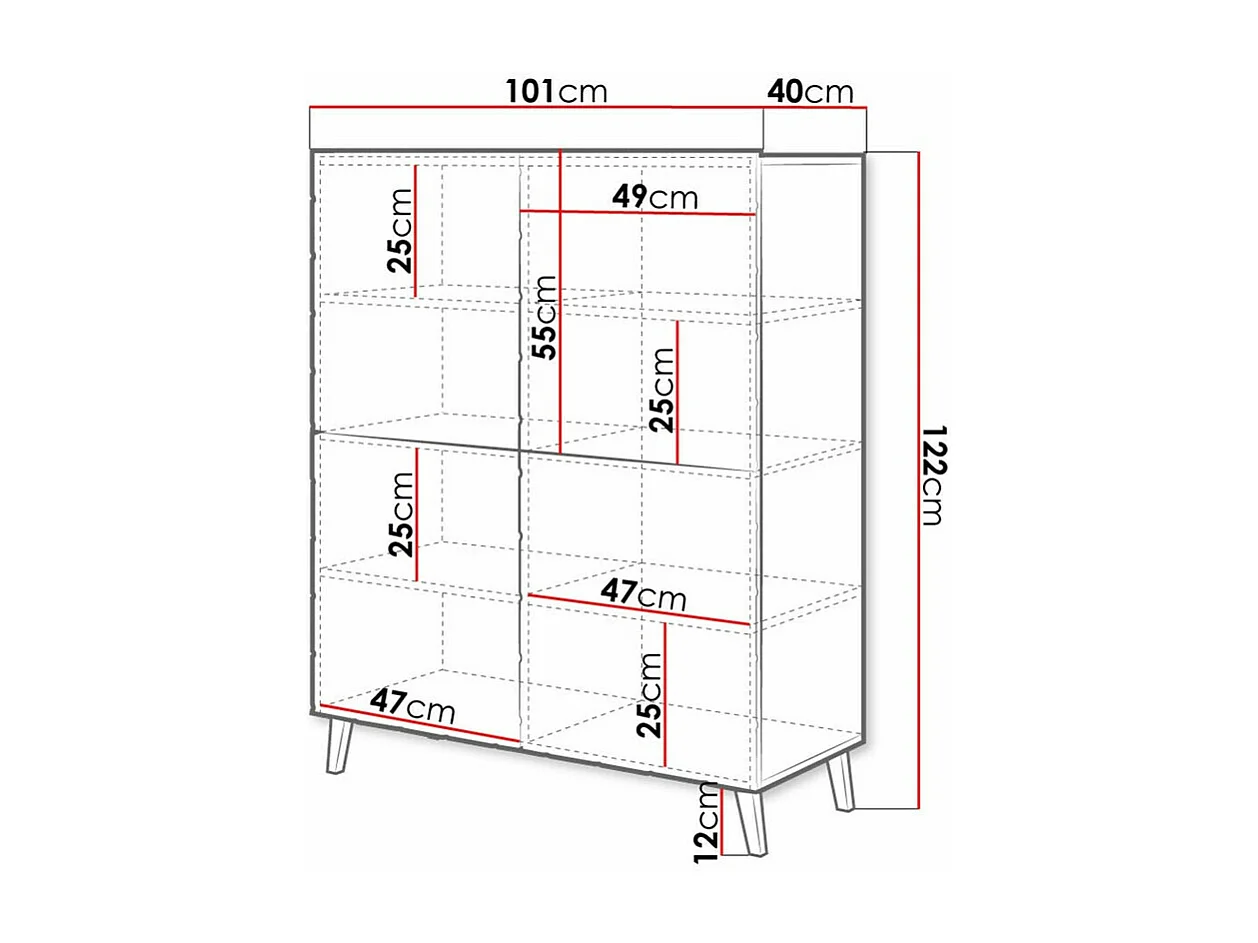 Buffet Charlotte 179, Noir brillant|Noir, 122x101cm, Le nombre de portes: 440cm