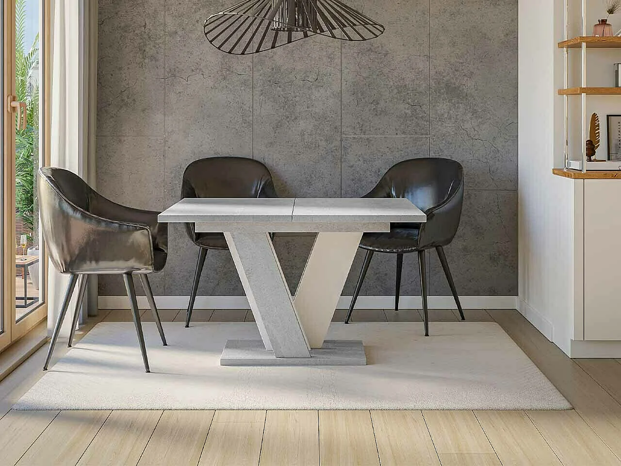 Table Goodyear 125, Blanc|Gris, 75x90x120cm, Disponible, Stratifié