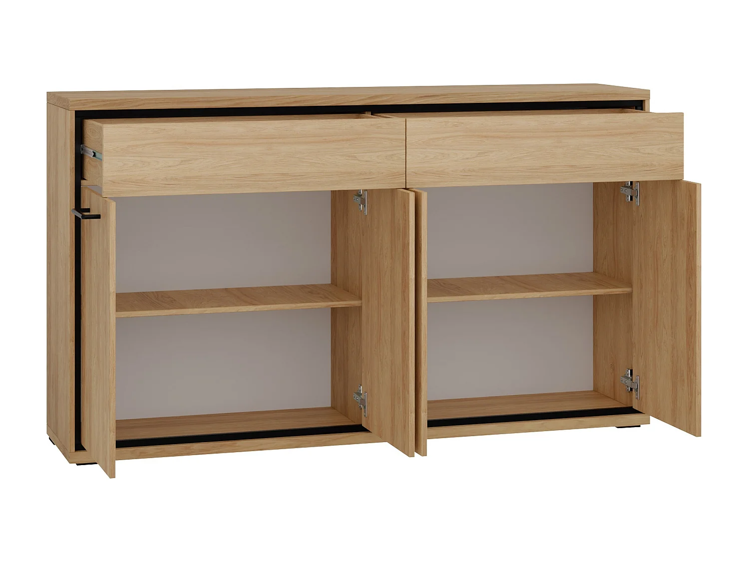 Commode Etrmoni 105, Clair bois|Chêne, Tiroirs et portes, Nombre de tiroirs: 2, 101x177cm