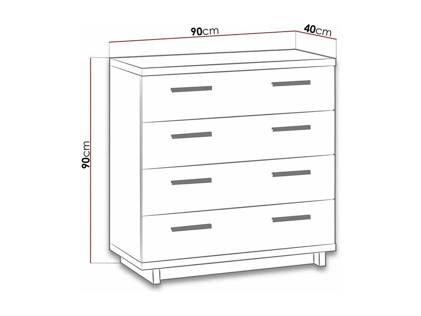 Commode Morlira 101, Noir mat|Chêne Artisan, Avec tiroirs, Nombre de tiroirs: 4, 90x90cm
