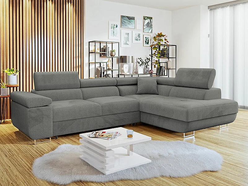 Canapé d'angle Comfivo Eliferu 100, Gris, Disponible, 274x203x70cm