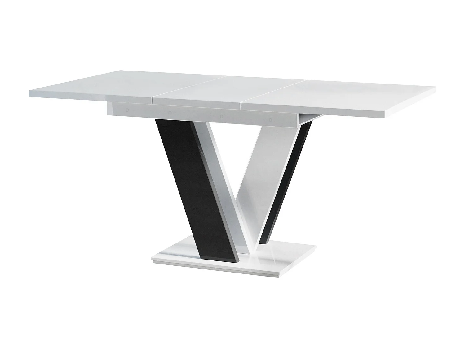 Table Goodyear 104, Noir brillant|Blanc brillant, 76x80x120cm, Disponible, Stratifié