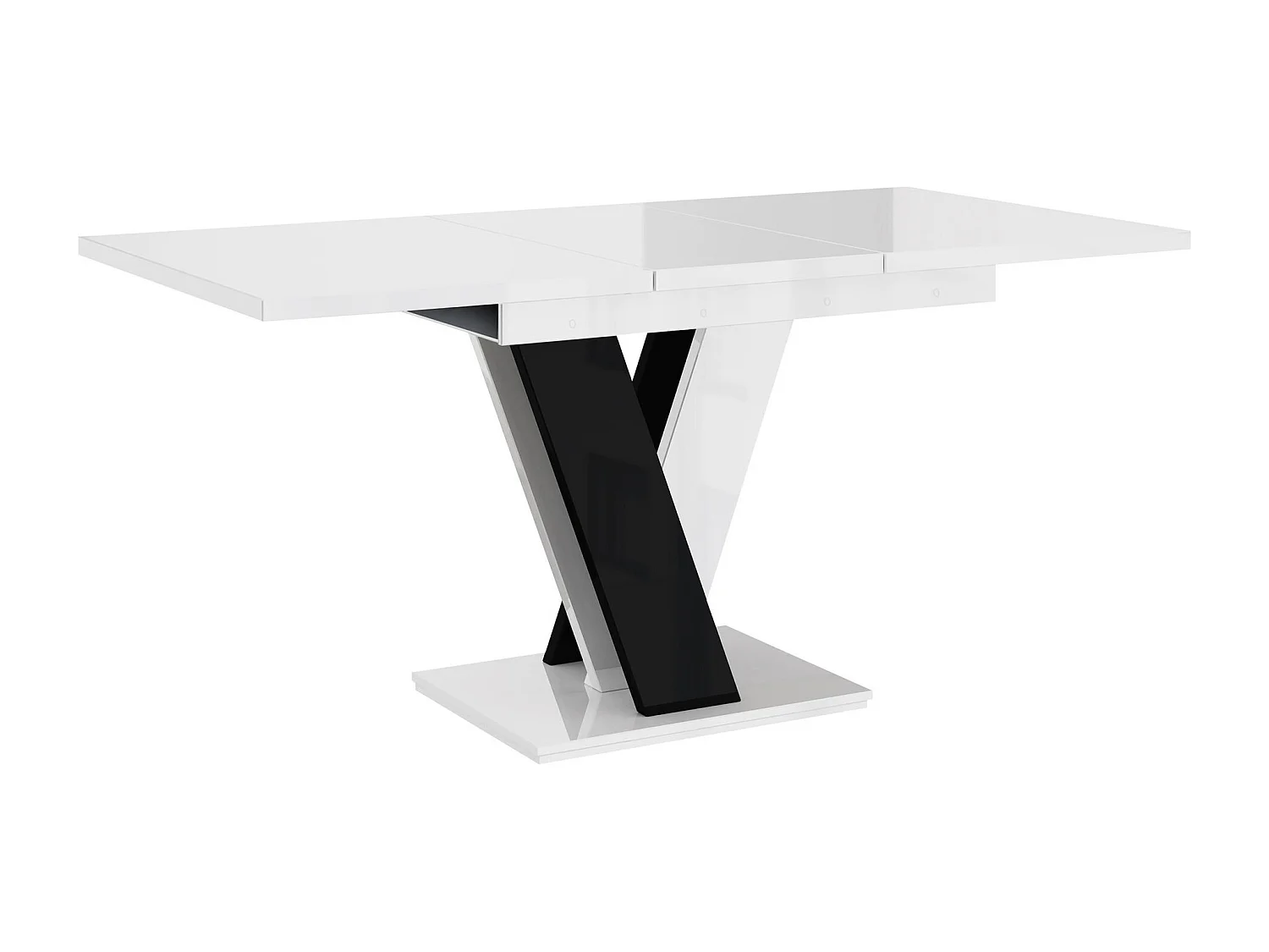 Table Goodyear 104, Noir brillant|Blanc brillant, 76x80x120cm, Disponible, Stratifié