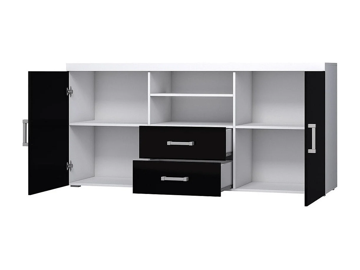 Commode Odebeli 105, Blanc brillant|Blanc, Tiroirs et portes, Nombre de tiroirs: 2, 80cm