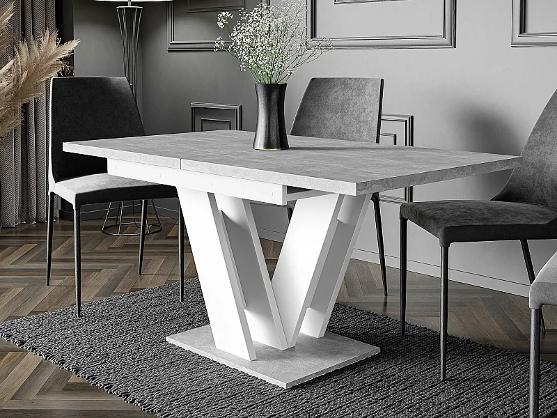 Table Goodyear 104, Béton|Blanc, 76x80x120cm, Disponible, Stratifié