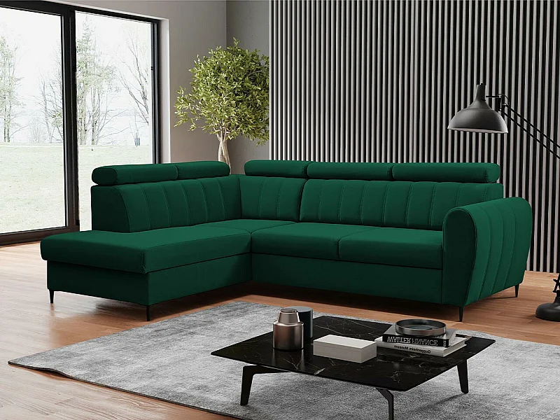 Canapé d'angle Temple 125, Vert, Disponible, 264x200x90cm