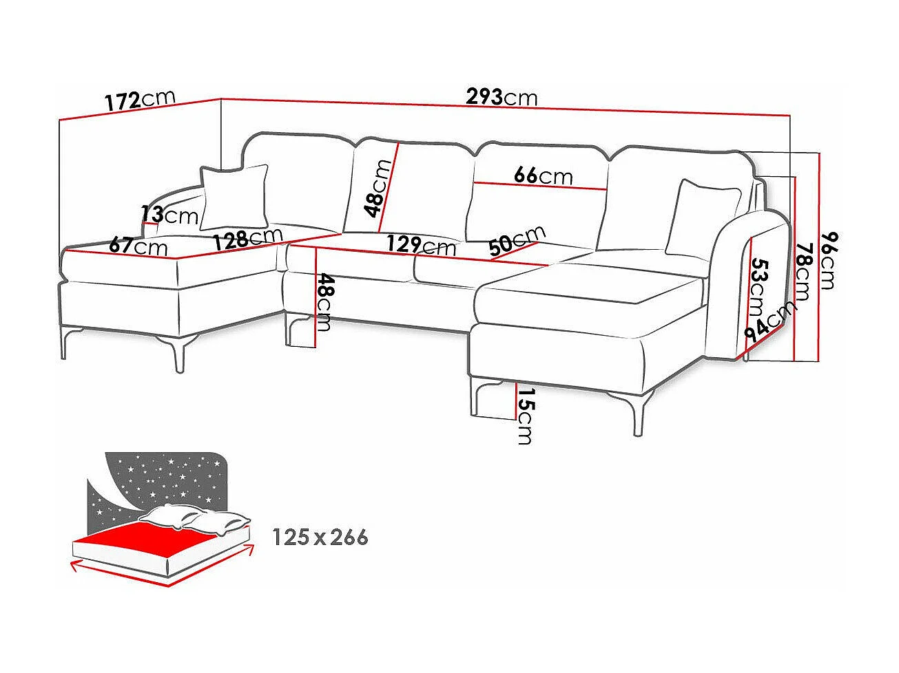 Canapé d'angle Torlua 104, Gris, Disponible, 293x172x96cm