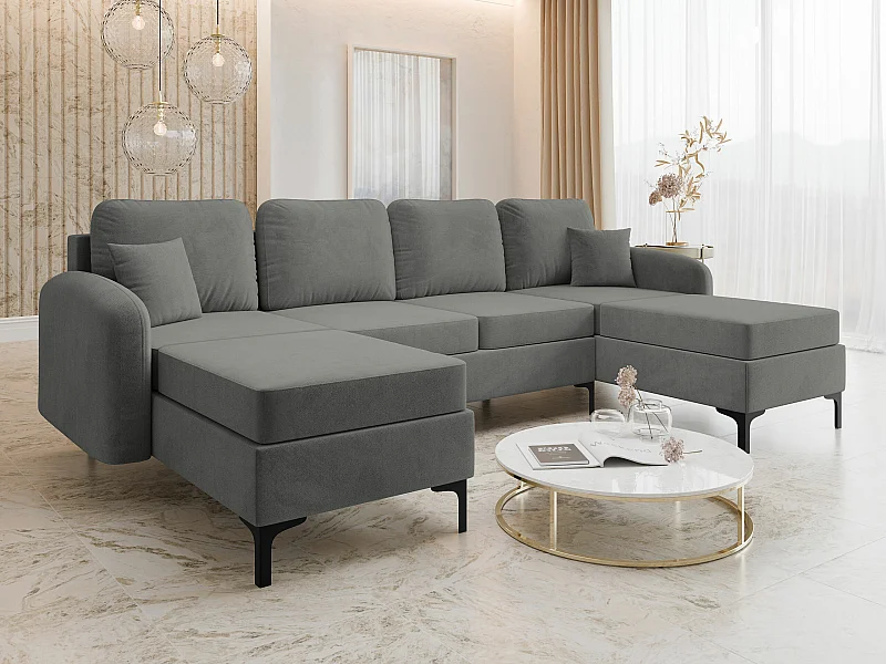 Canapé d'angle Torlua 104, Gris, Disponible, 293x172x96cm