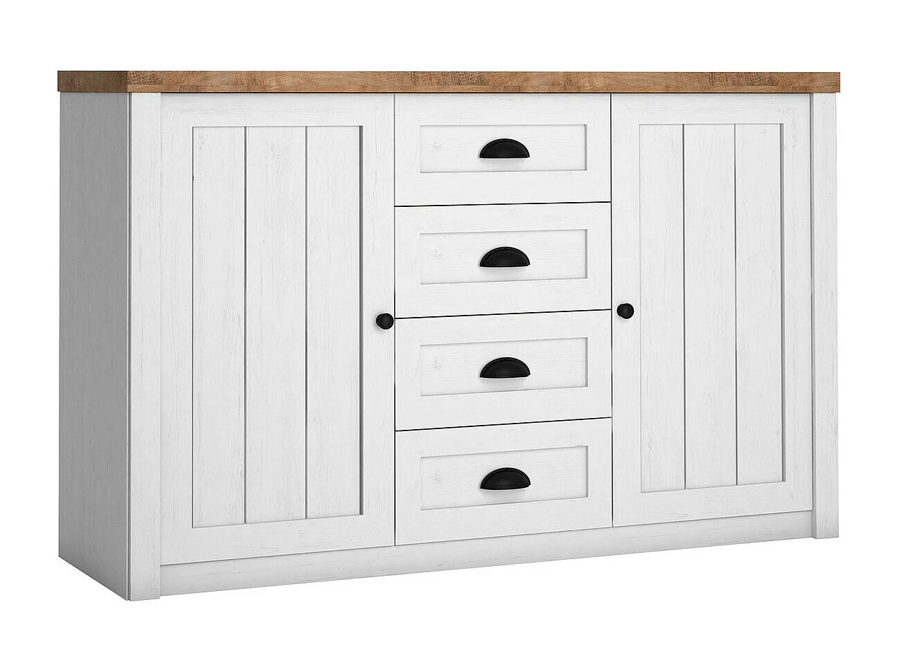 Commode Ferdore 102, Pin Anderson|Chêne de Lefkas, Tiroirs et portes, 87x130x43cm