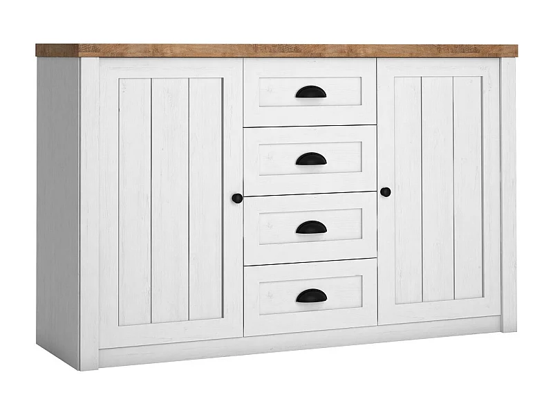 Commode Ferdore 102, Pin Anderson|Chêne de Lefkas, Tiroirs et portes, 87x130x43cm