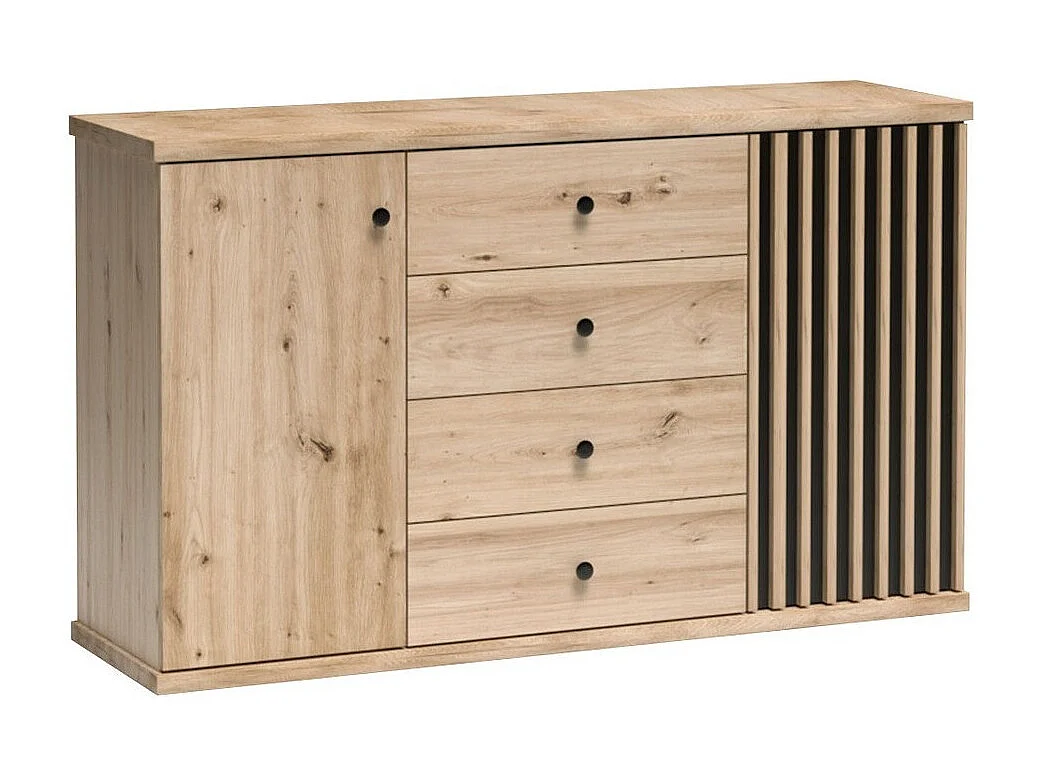 Commode Venmava 103, Chêne Artisan|Noir, Tiroirs et portes, Nombre de tiroirs: 4, 85x41cm