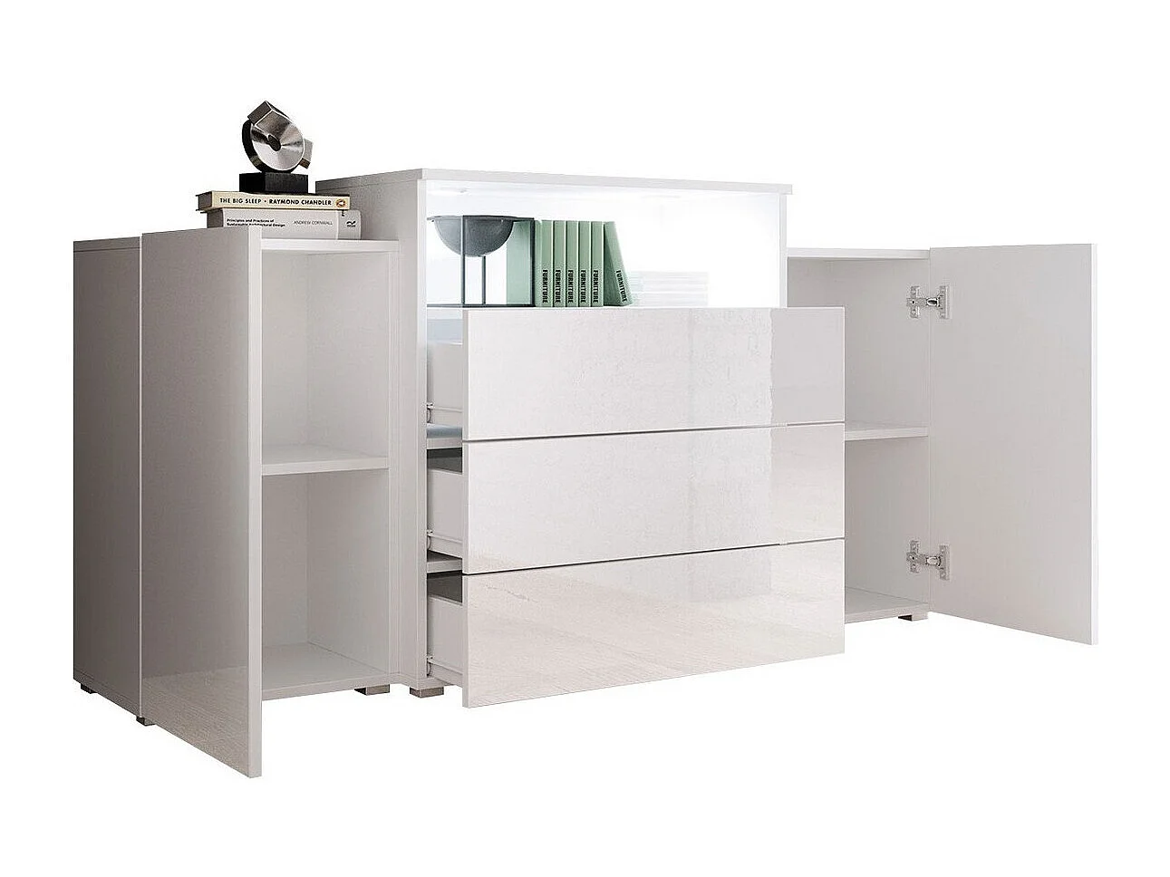 Commode Sarasota 127, Chêne wotan, Tiroirs et portes, Nombre de tiroirs: 3, 81x150x39cm