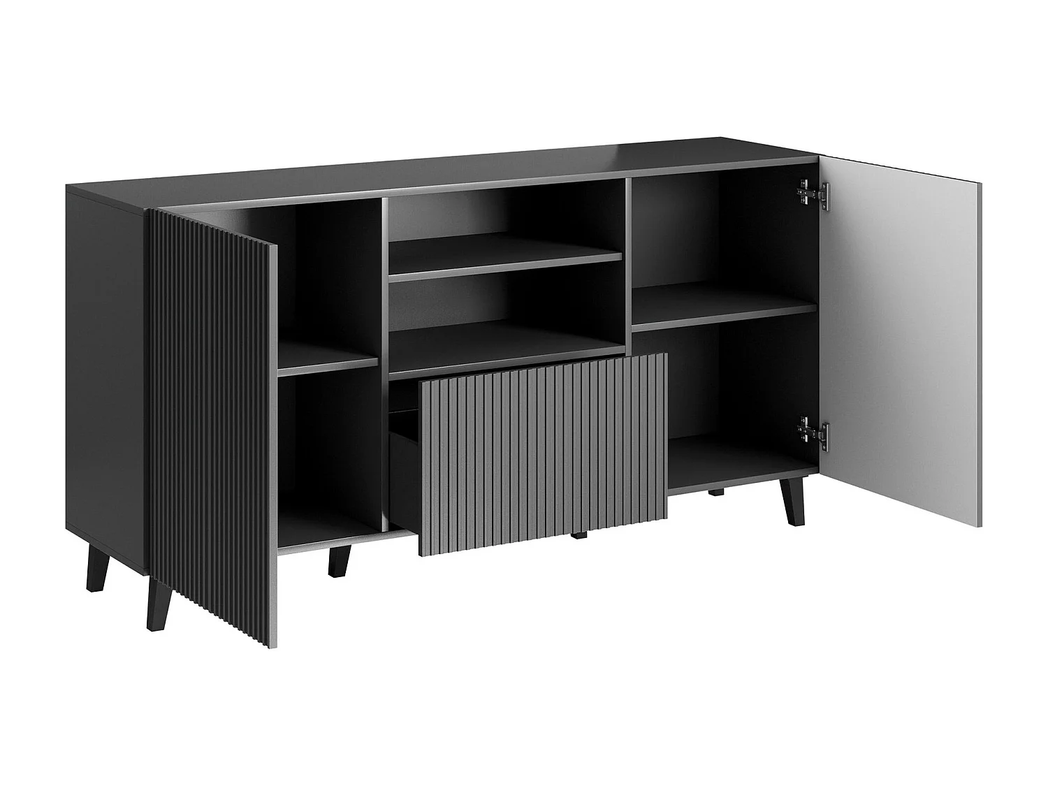 Commode Remeta 109, Anthracite|Noir, Tiroirs et portes, Nombre de tiroirs: 1, 82x151x40cm