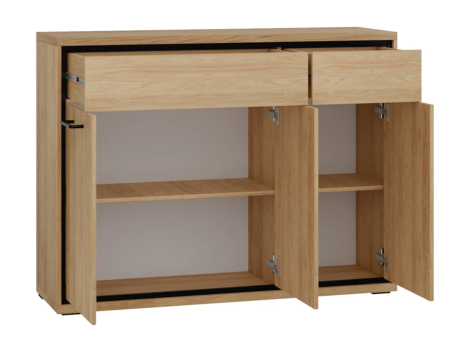 Commode Etrmoni 104, Clair bois|Chêne, Tiroirs et portes, Nombre de tiroirs: 2, 101x135cm