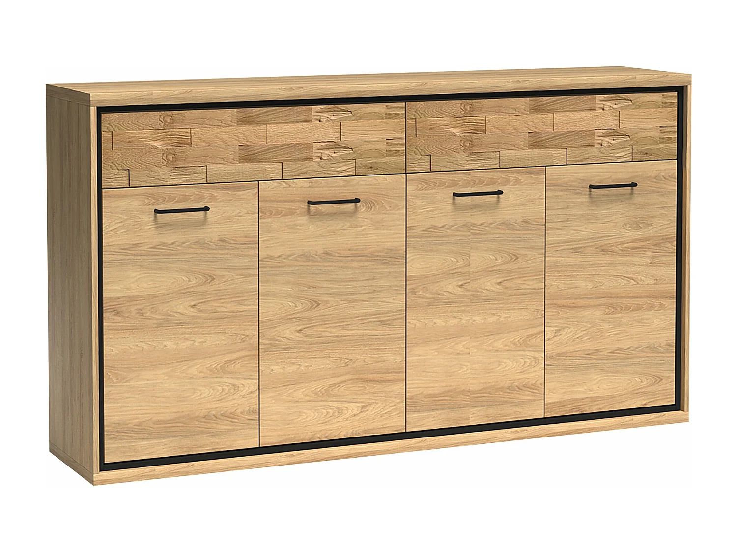 Commode Etrmoni 105, Clair bois|Chêne, Tiroirs et portes, Nombre de tiroirs: 2, 101x177cm