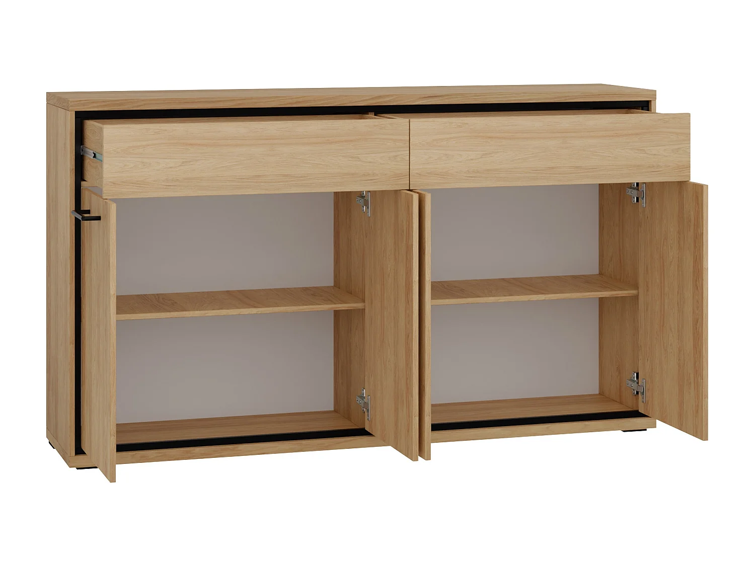 Commode Etrmoni 105, Clair bois|Chêne, Tiroirs et portes, Nombre de tiroirs: 2, 101x177cm