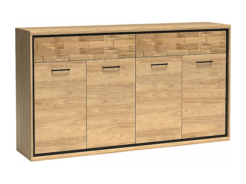 Commode Etrmoni 105, Chêne|Clair bois, Tiroirs et portes, Nombre de tiroirs: 2, 101x177cm