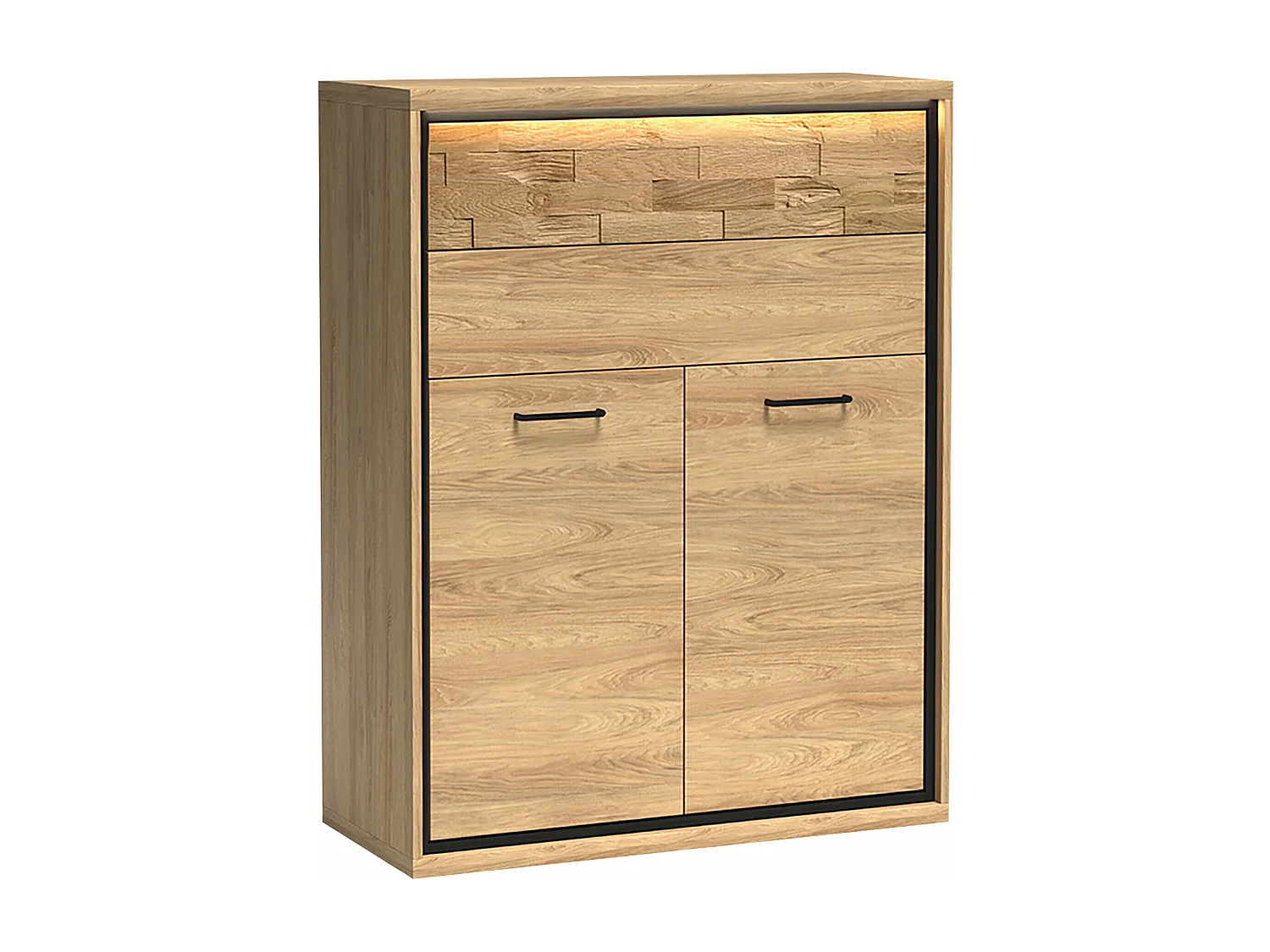 Commode Etrmoni 103, Chêne|Clair bois, Tiroirs et portes, Nombre de tiroirs: 2, 120x92cm