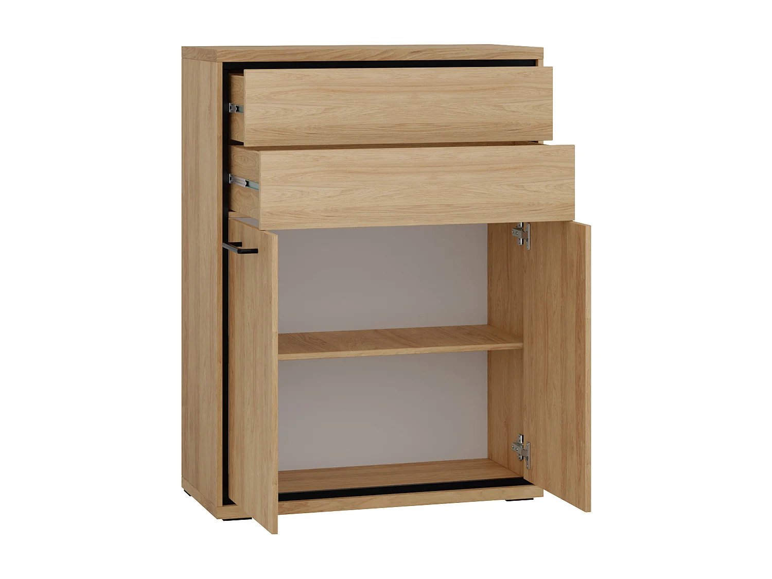 Commode Etrmoni 103, Clair bois|Chêne, Tiroirs et portes, Nombre de tiroirs: 2, 120x92cm