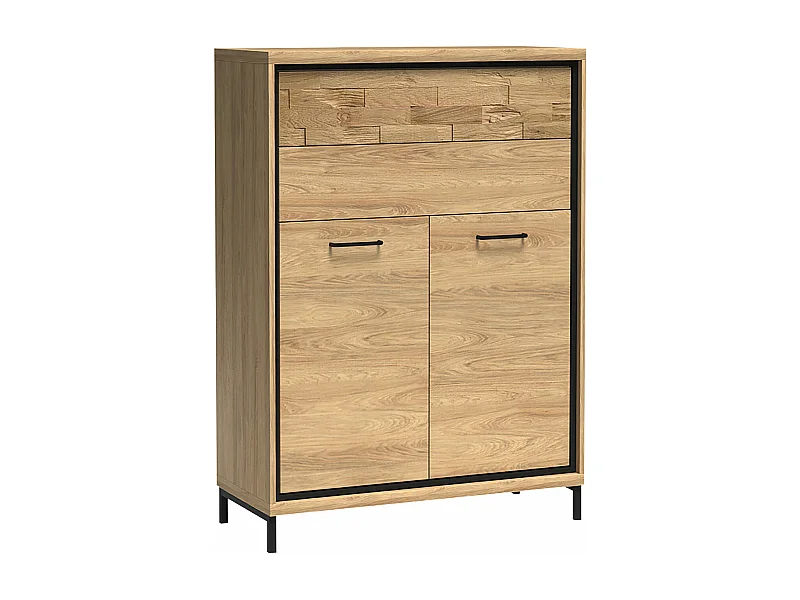 Commode Etrmoni 103, Chêne|Clair bois, Tiroirs et portes, Nombre de tiroirs: 2, 120x92cm