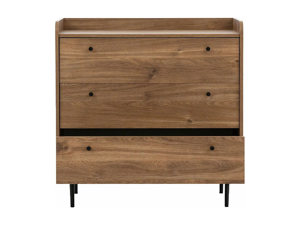 Commode Ferenou 101, Chêne foncé|Noir, Avec tiroirs, Nombre de tiroirs: 3, 90x90x45cm