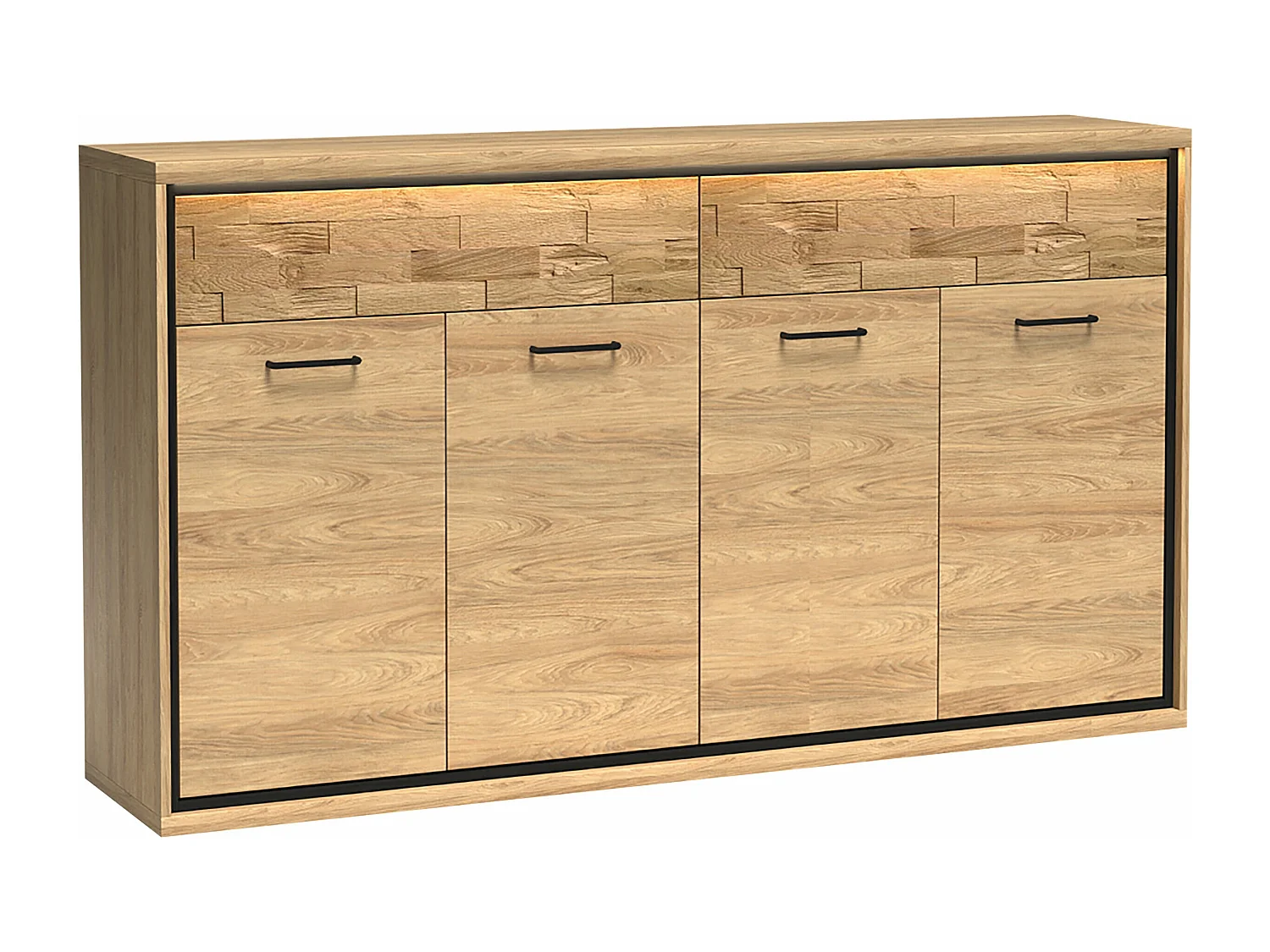 Commode Etrmoni 105, Chêne|Clair bois, Tiroirs et portes, Nombre de tiroirs: 2, 101x177cm