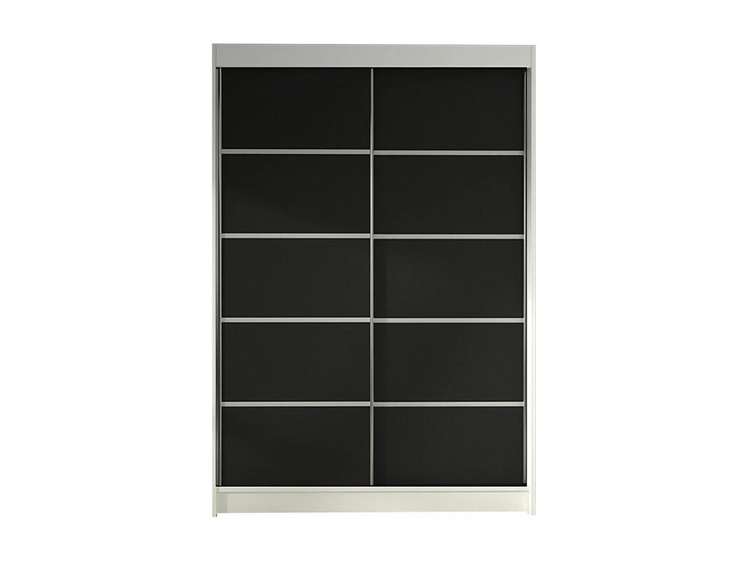 Armoire Closico 150, Noir|Blanc, 200x120x58cm, Portes d'armoire: Coulissantes