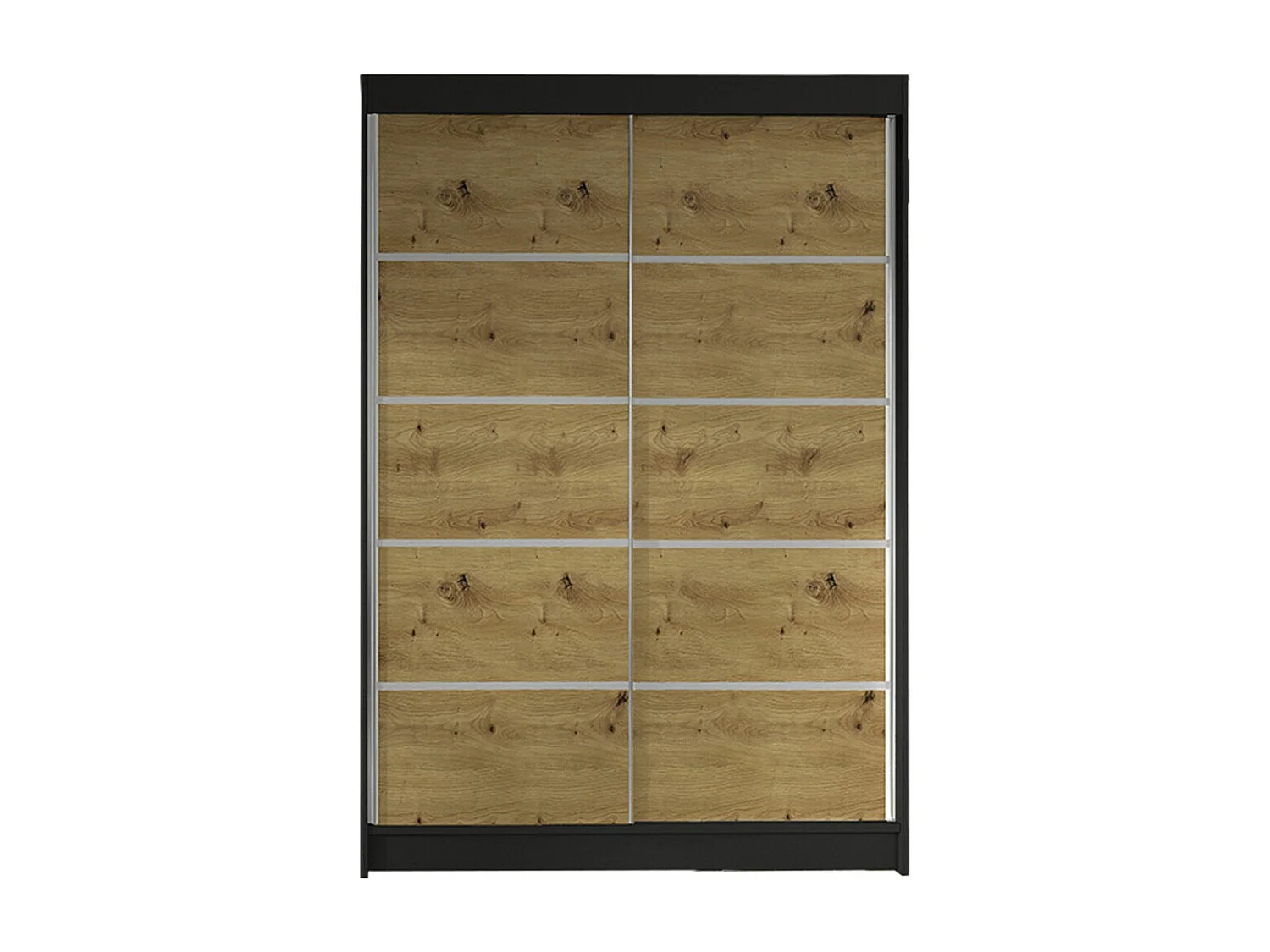 Armoire Closico 150, Chêne Artisan|Noir, 200x120x58cm, Portes d'armoire: Coulissantes